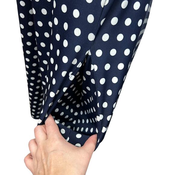 Retro Prep Polka Dot Sleeveless Dress Honey Lace Navy‎ White Modern Vintage M - Picture 3 of 6